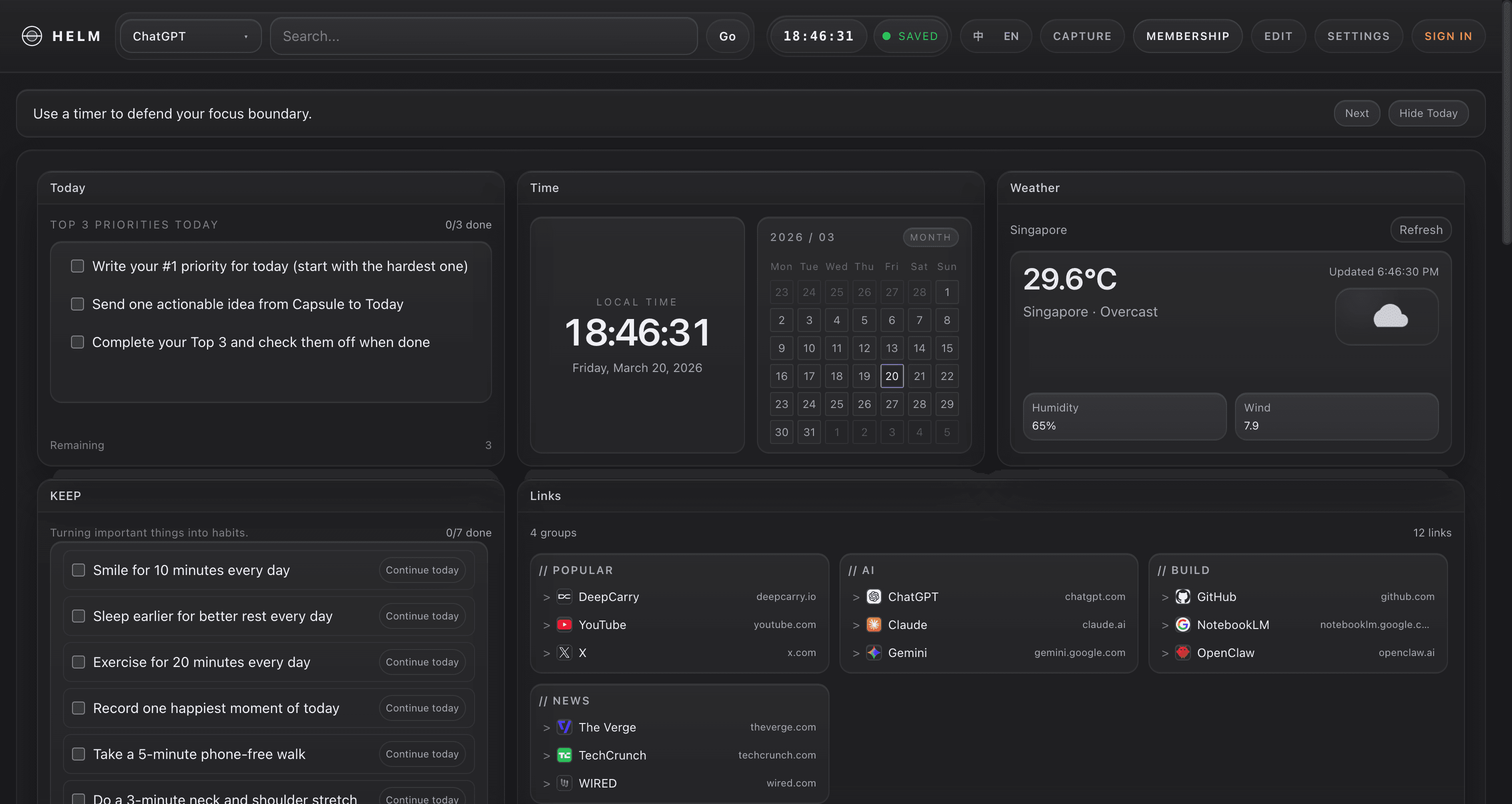 Helm workspace screenshot